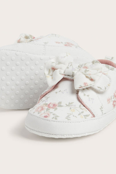 Baby white floral shoes with bow