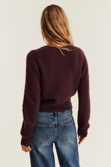 Women’s burgundy embroidered cardigan