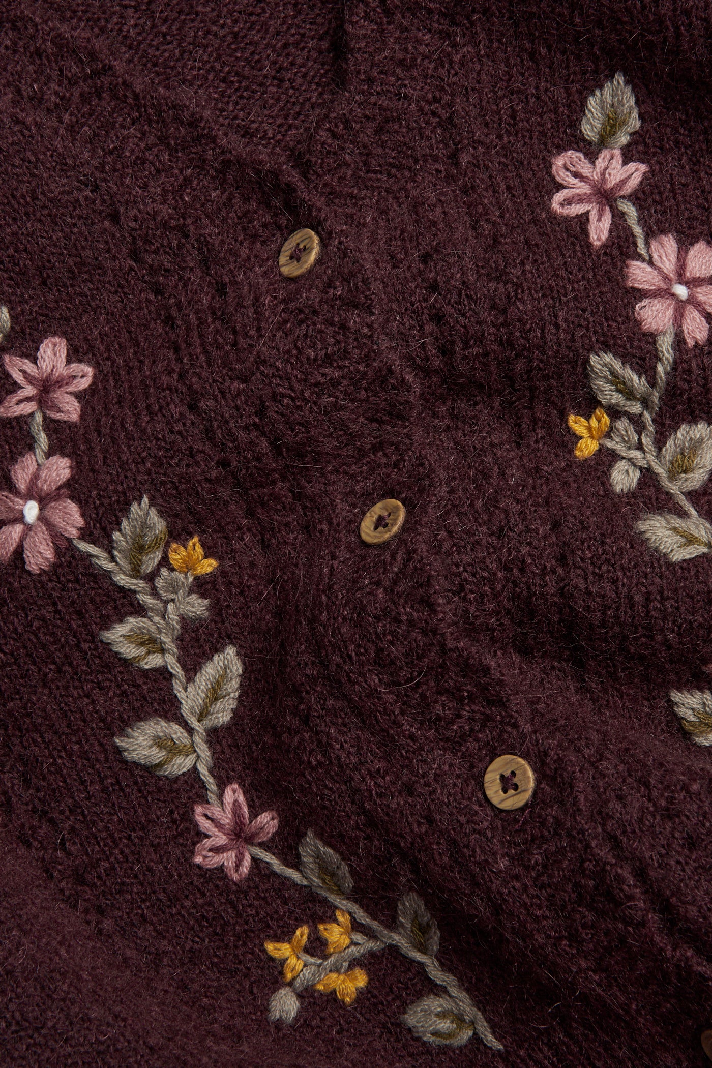Women’s burgundy embroidered cardigan