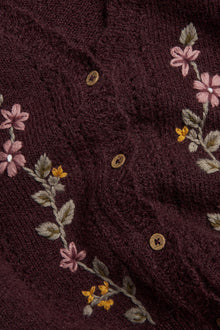 Women’s burgundy embroidered cardigan