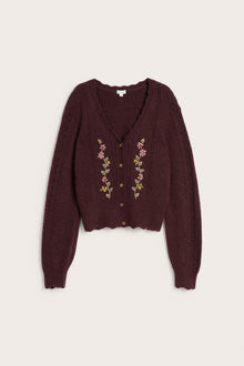 Women’s burgundy embroidered cardigan
