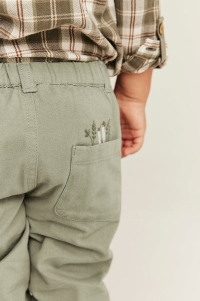 Baby green trousers with embroidery