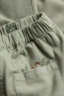 Kids green trousers with embroidery