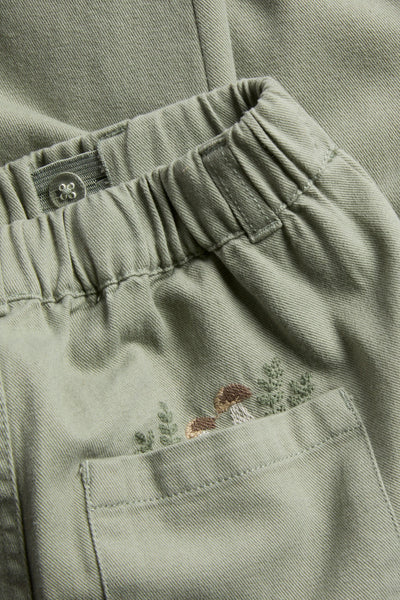 Kids green trousers with embroidery