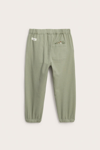 Kids green trousers with embroidery
