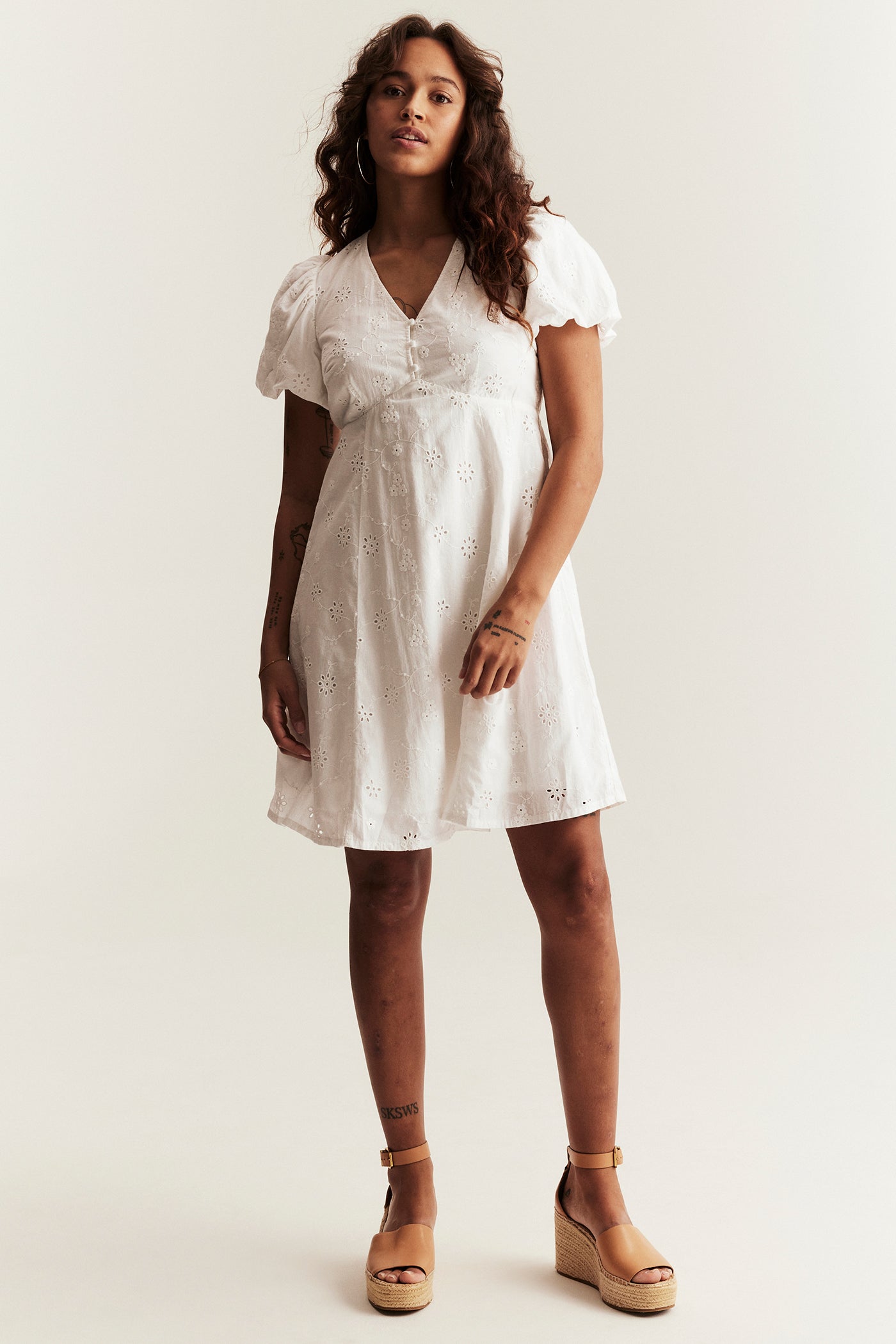 Women’s white dress with embroidery
