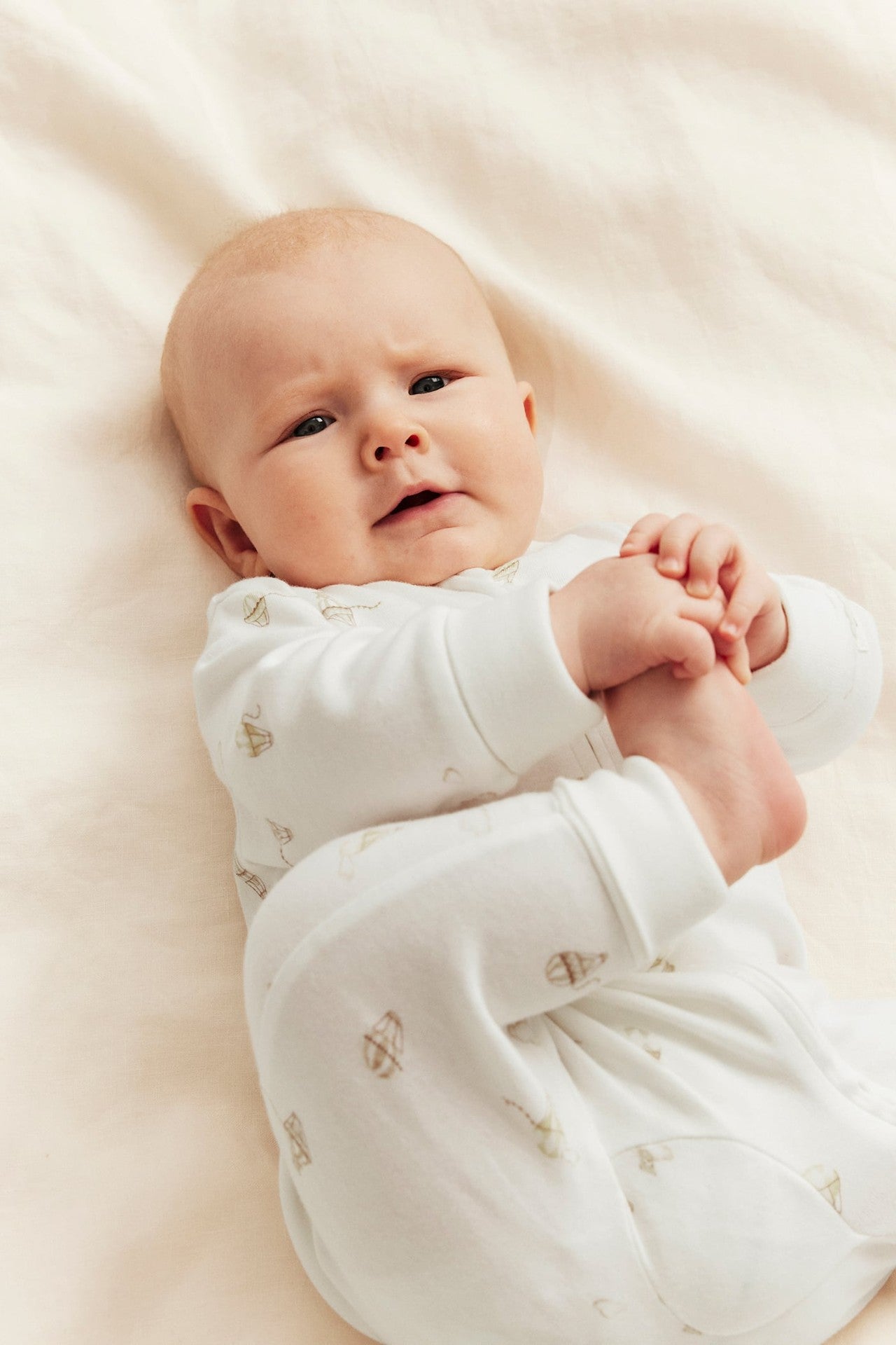 Baby white hot-air balloon pyjamas