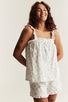 Women's white floral pyjamas