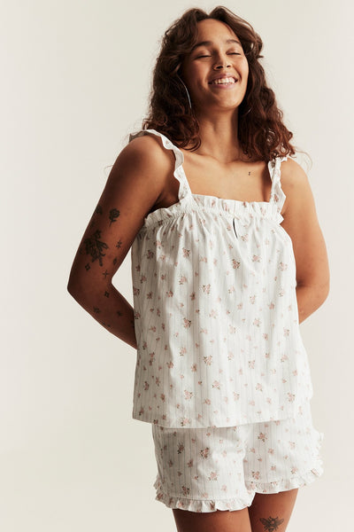 Women's white floral pyjamas