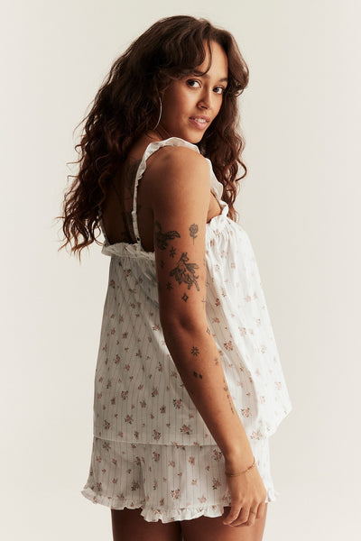 Women's white floral pyjamas
