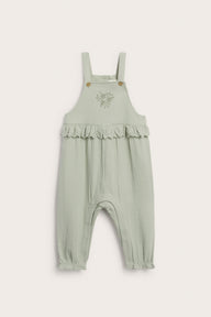 Baby dungarees with lace frill