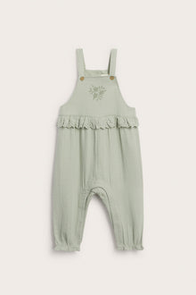 Baby dungarees with lace frill