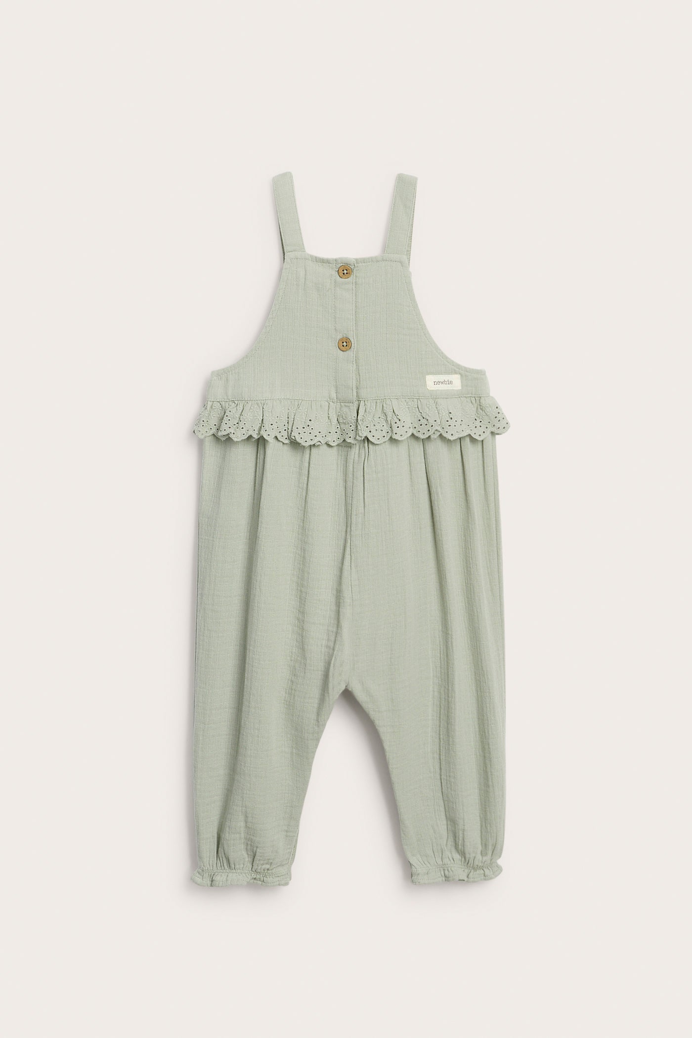 Baby dungarees with lace frill