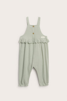 Baby dungarees with lace frill