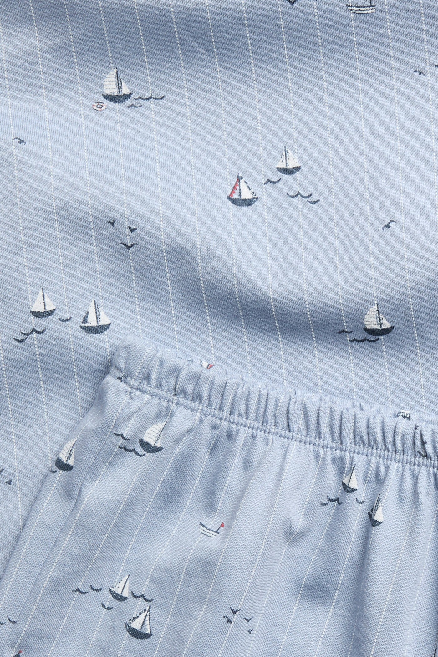 Kids blue sailing boat-themed pajama set