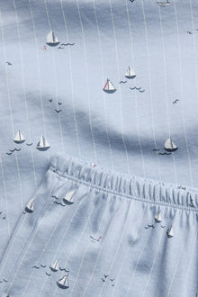 Kids blue sailing boat-themed pajama set