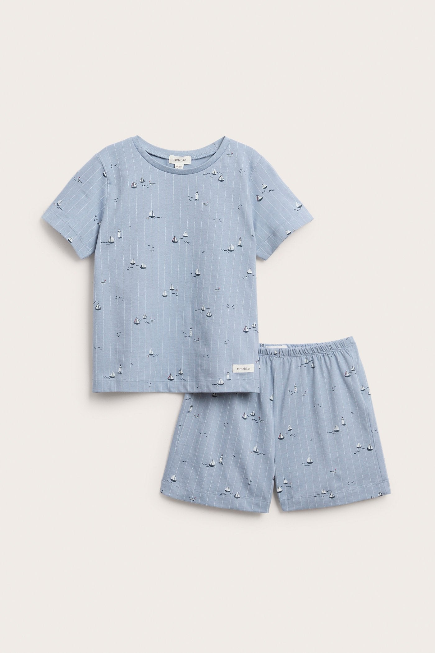 Kids blue sailing boat-themed pajama set