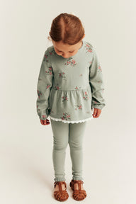 Kids green leggings with lace