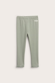 Kids green leggings with lace