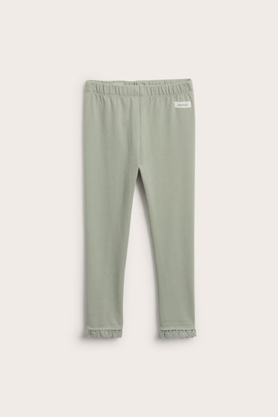 Kids green leggings with lace