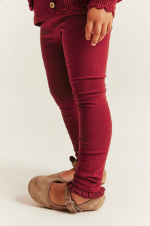 Kids red leggings with lace