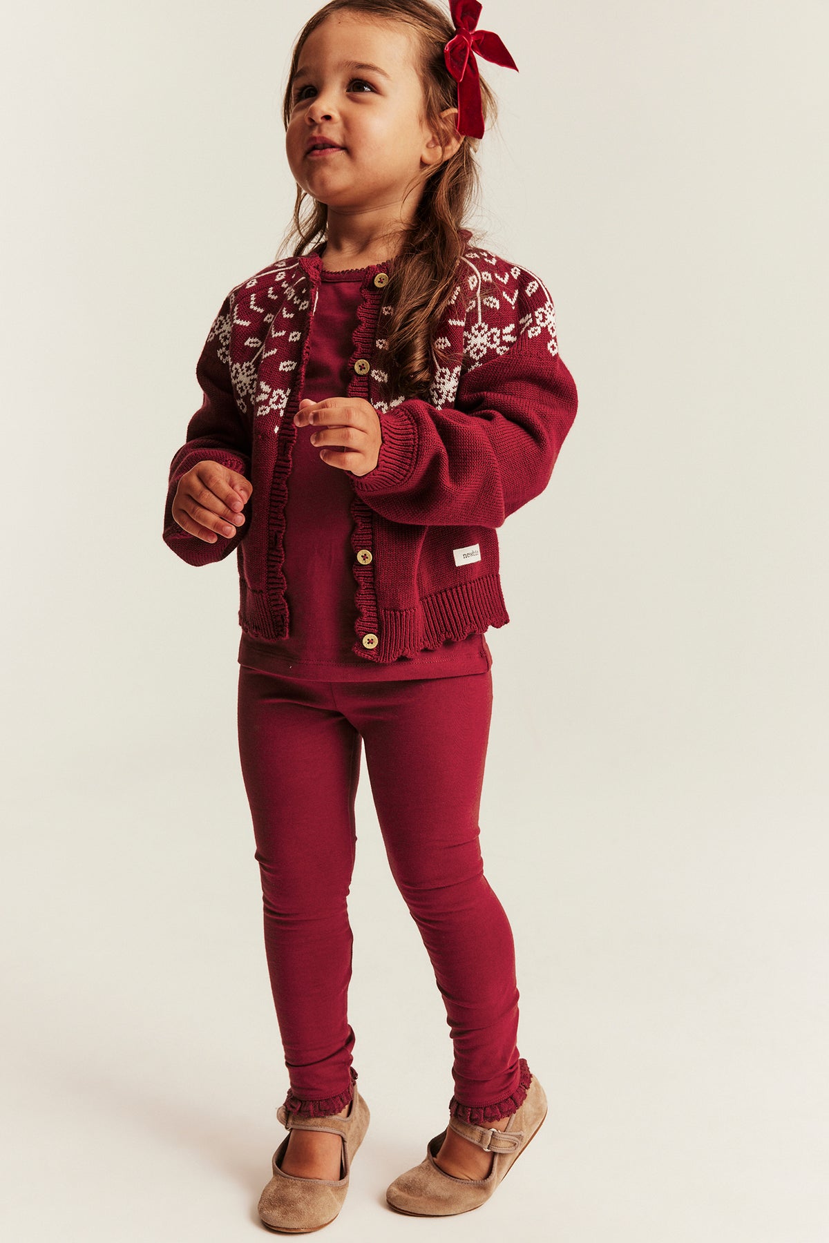 Kids red leggings with lace