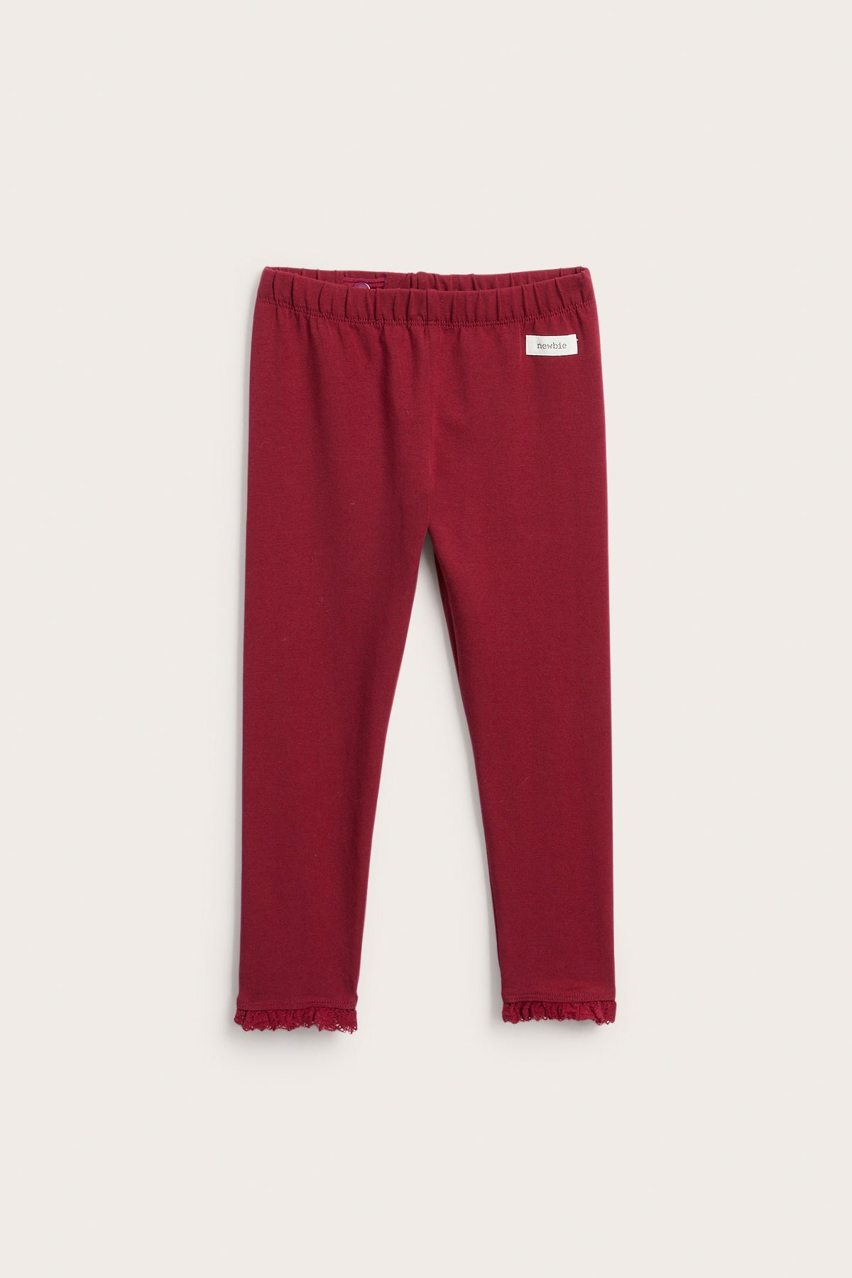 Kids red leggings with lace
