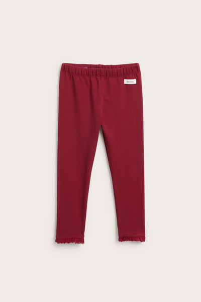 Kids red leggings with lace