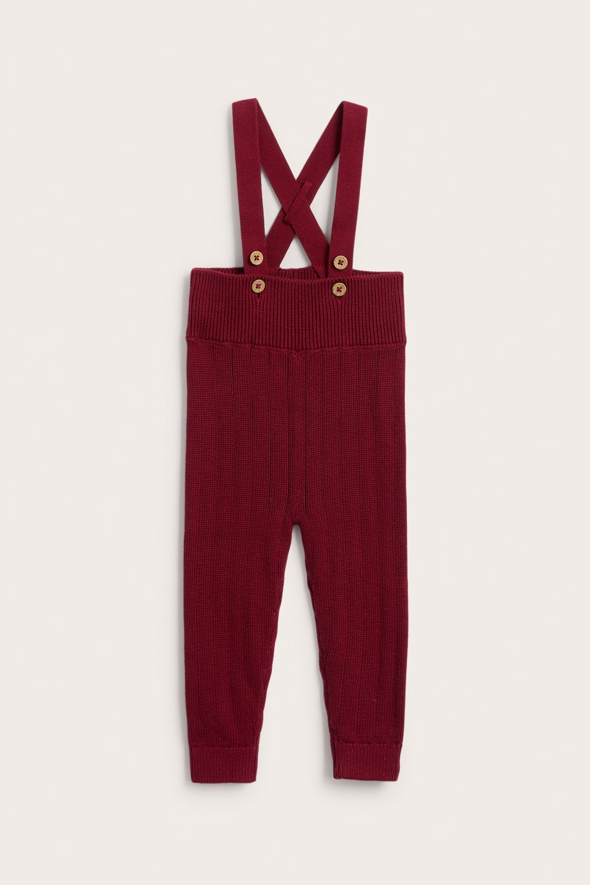 Baby red knitted leggings with braces