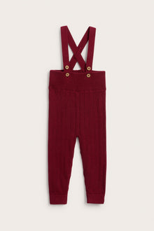 Baby red knitted leggings with braces