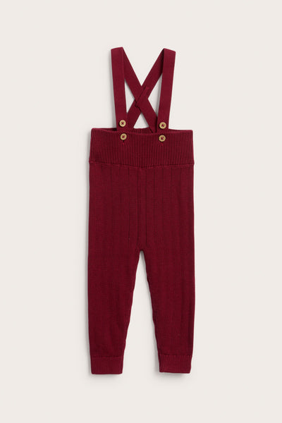 Baby red knitted leggings with braces