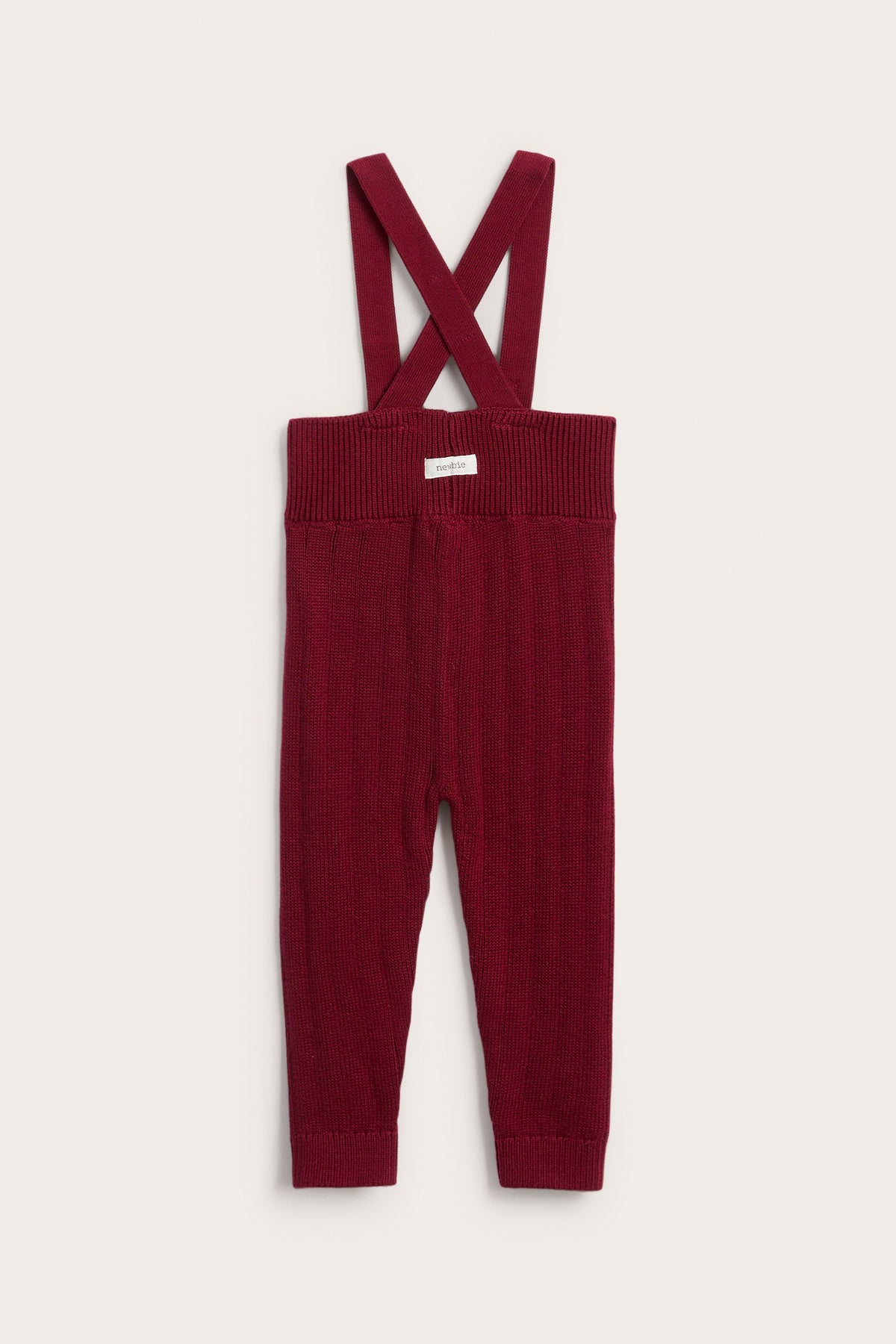 Baby red knitted leggings with braces