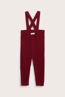 Baby red knitted leggings with braces