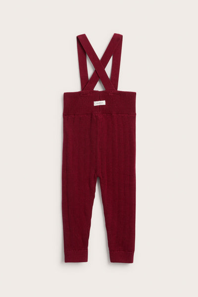 Baby red knitted leggings with braces