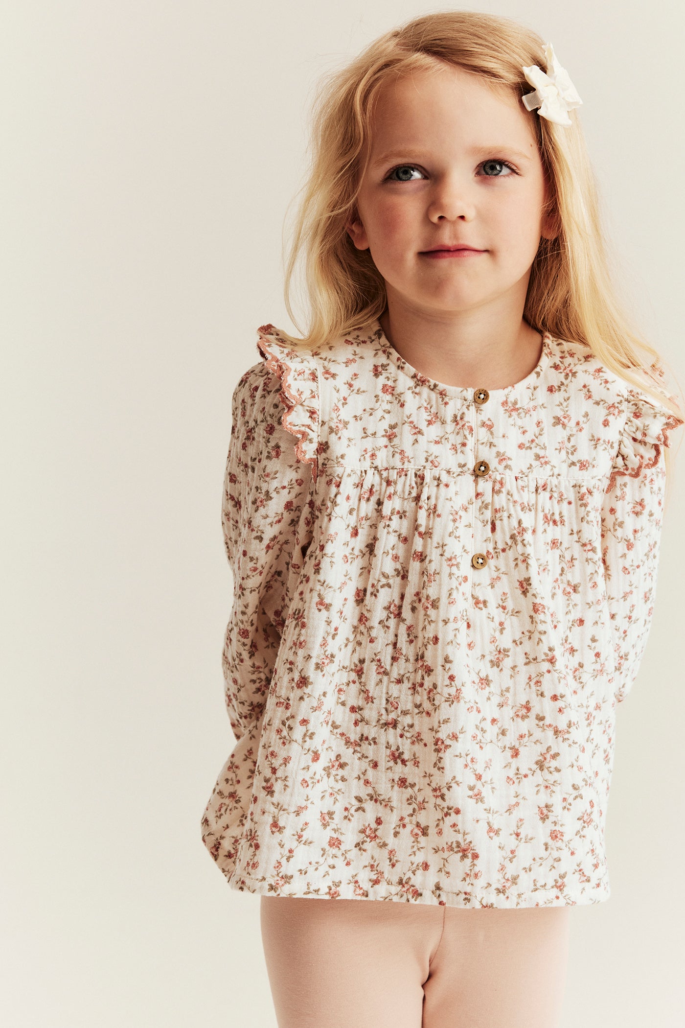 Kids ditsy floral muslin blouse