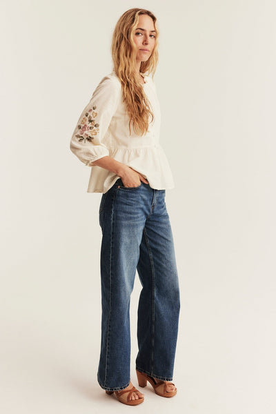 Women's embroidered peplum blouse