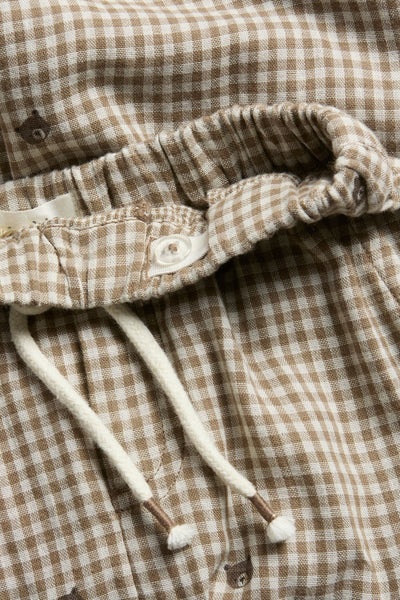 Kids checked trousers with drawstring