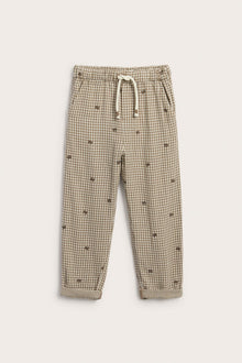 Kids checked trousers with drawstring