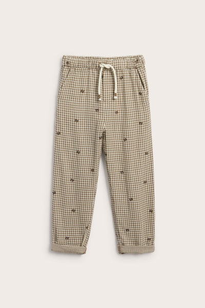 Kids checked trousers with drawstring