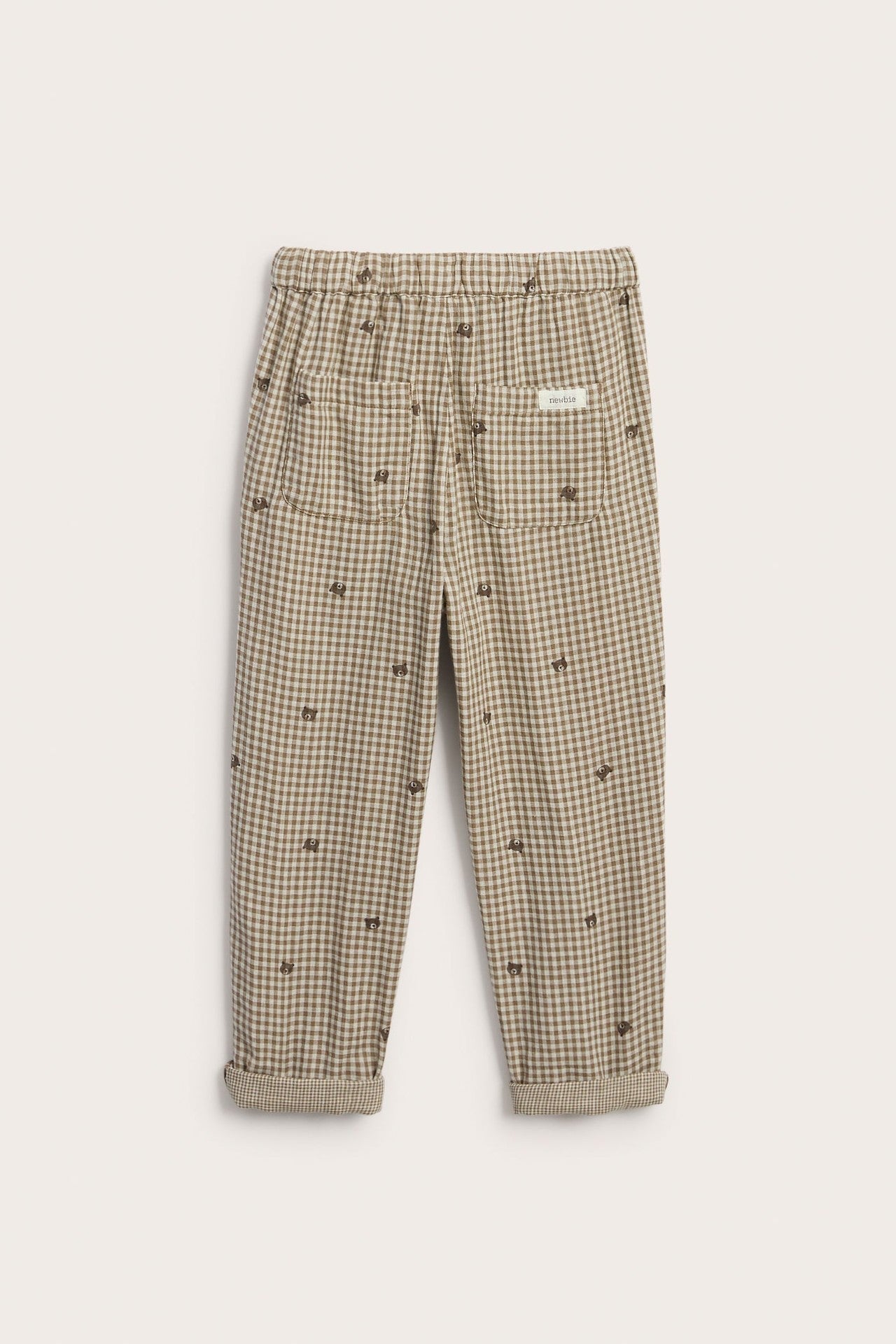 Kids checked trousers with drawstring