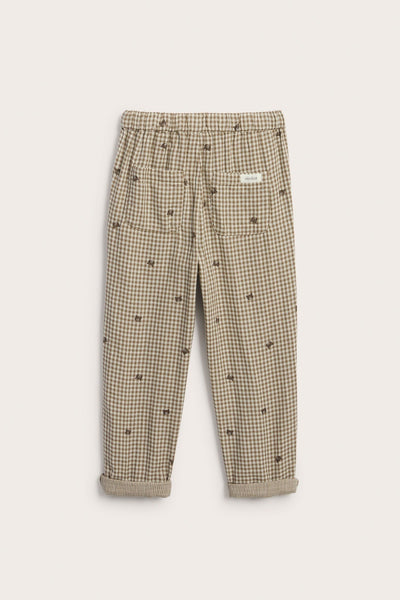Kids checked trousers with drawstring