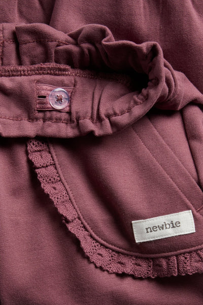 Kids dark pink joggers with lace details