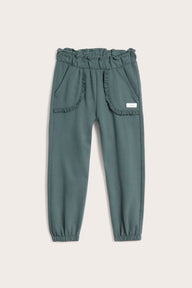 Kids green joggers with lace details