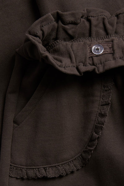 Kids brown joggers with lace details