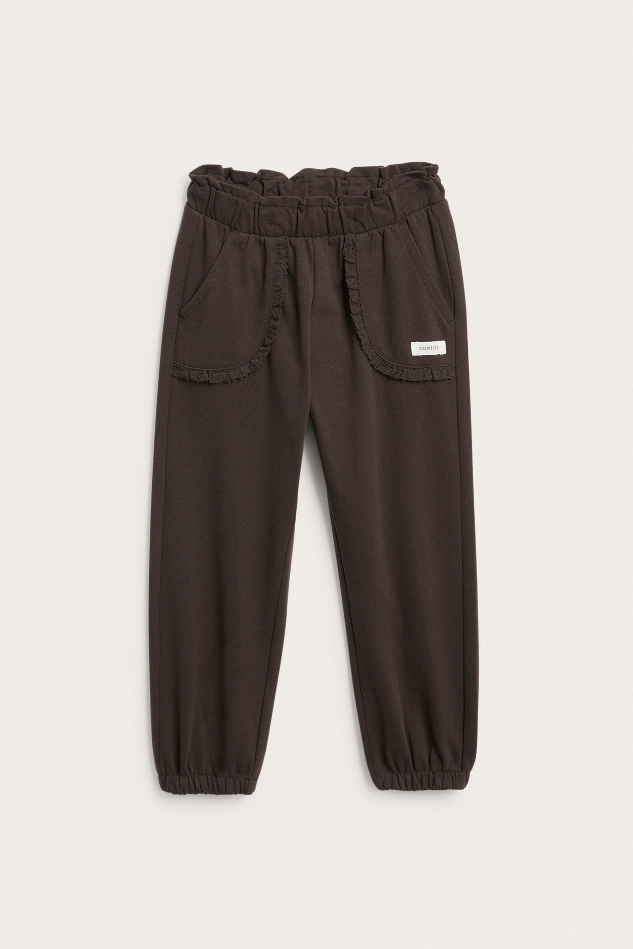 Kids brown joggers with lace details