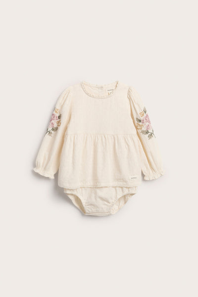 Baby bodysuit with floral embroidery