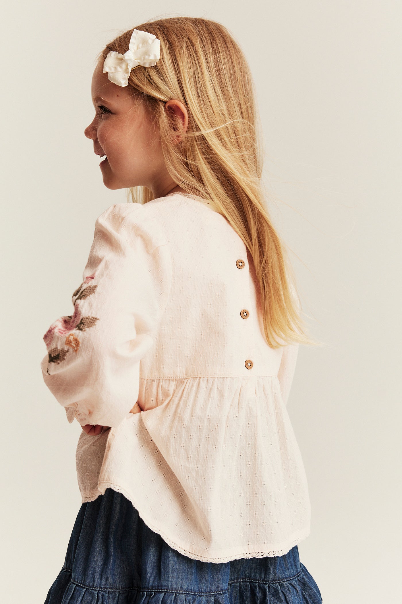 Kids blouse with floral embroidery