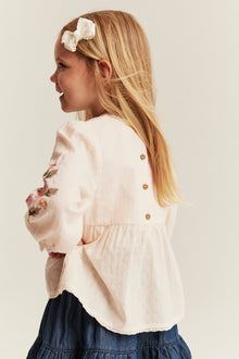 Kids blouse with floral embroidery
