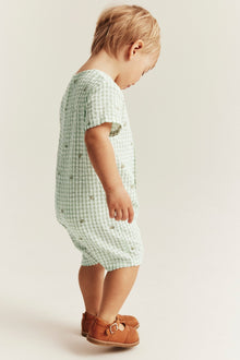 Baby checked romper with bee motif