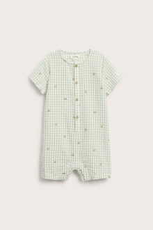 Baby checked romper with bee motif